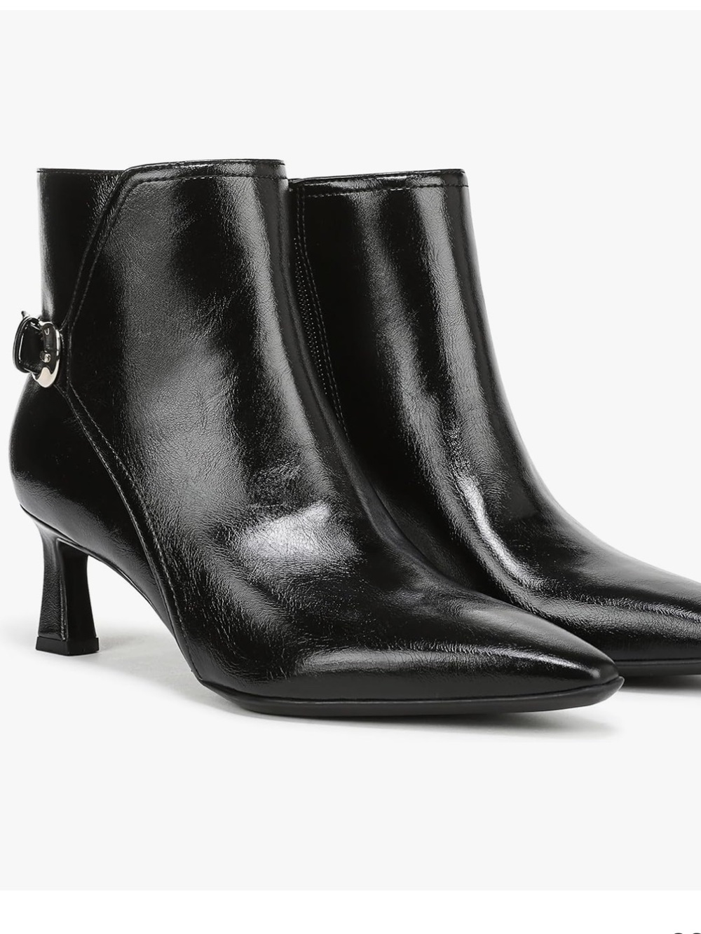 Tucker Black Patent Leather Pointed-Toe Ankle Booties